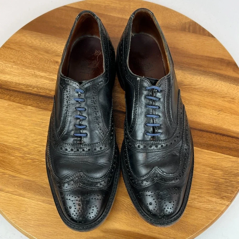 Mens Allen Edmonds McTavish Black Leather Wingtip Brogue Dress Shoes Size 10.5 B